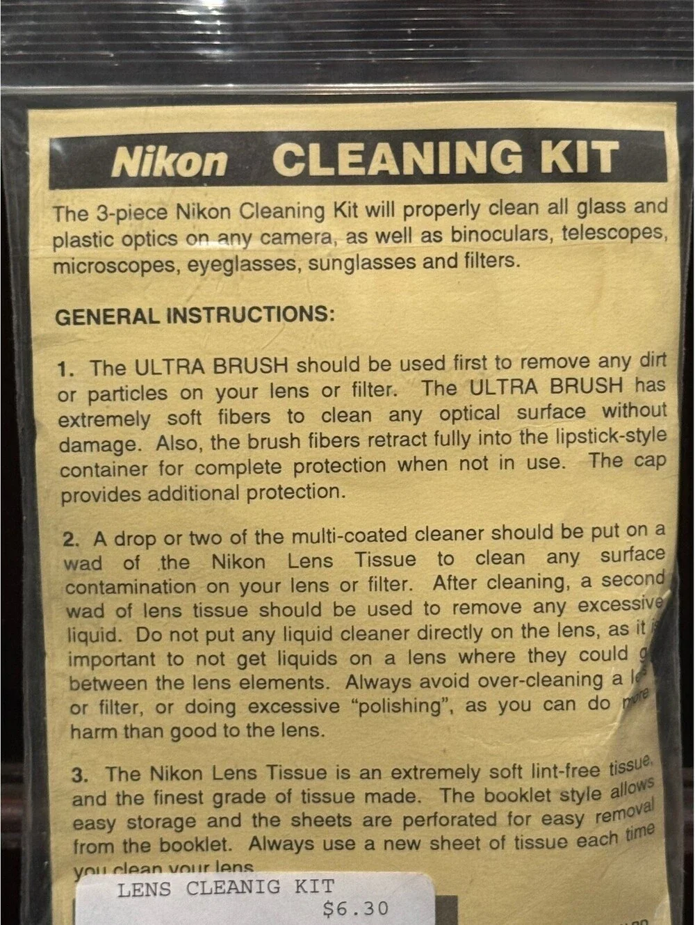 VintageNikon Lens Cleaning Kit w/Ultra Brush/Lens Cleaning Tissue & Multi-Coated